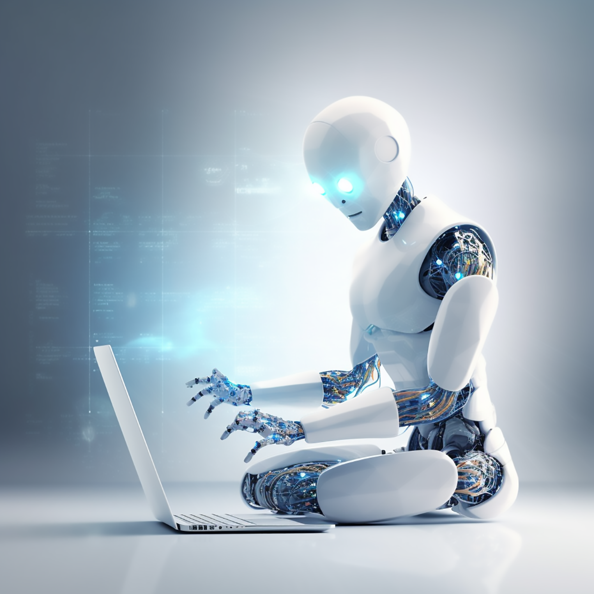 a robot typing search engine optimized content