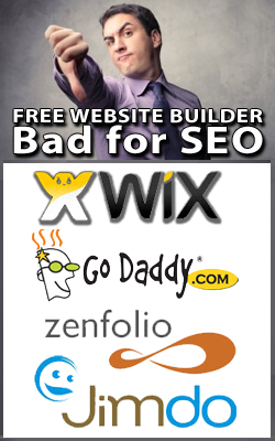 Bad for SEO--FREE WEBSITE BUILDERS godaddy jimbdo wix