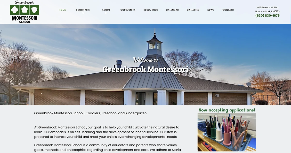 Montessori School Web Design and Video Production for Greenbrook in Hanover Park, IL