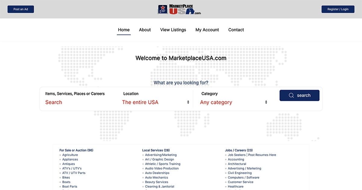 Local Joomla Web Designer Builds Classified Ad Website for Marketplace USA