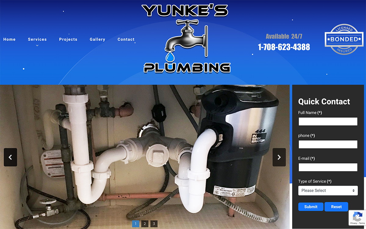 Contractor Web Design for local Plumber in Algonquin with Business Cards