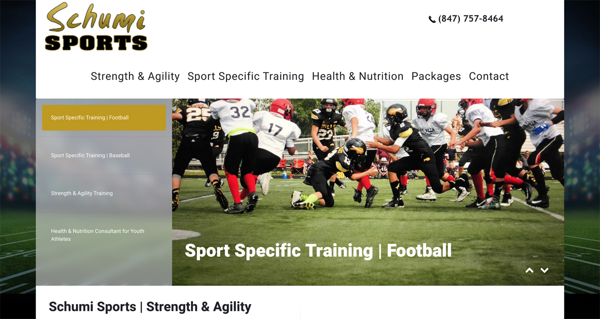 Sports Training Website Design in Buffalo Grove for local Personal Trainer 